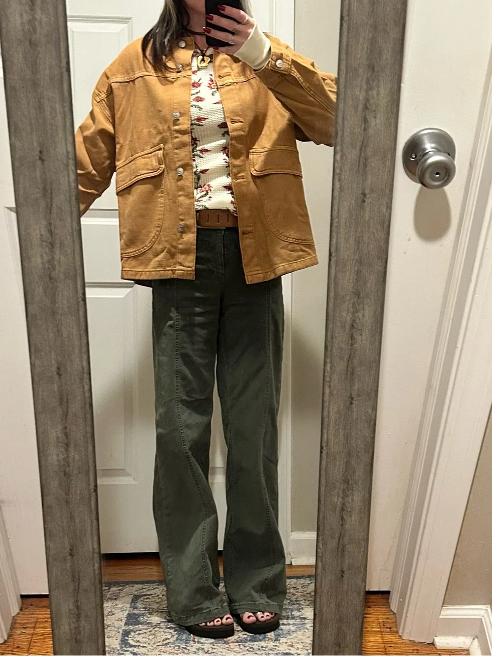 NEW Free People We The Free Oversized Lemon Denim Jacket in Meerkat